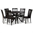 Baxton Studio Zora Dark Brown Finished Wood 7-Piece Dining Set
