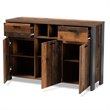 Baxton Studio Ranger Brown Finished Wood and Grey Metal 3-Door Sideboard Buffet