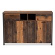 Baxton Studio Ranger Brown Finished Wood and Grey Metal 3-Door Sideboard Buffet