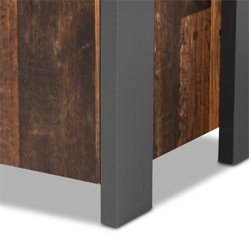 Baxton Studio Ranger Brown Finished Wood and Grey Metal 3-Door Sideboard Buffet