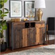 Baxton Studio Ranger Brown Finished Wood and Grey Metal 3-Door Sideboard Buffet