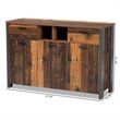 Baxton Studio Ranger Brown Finished Wood and Grey Metal 3-Door Sideboard Buffet