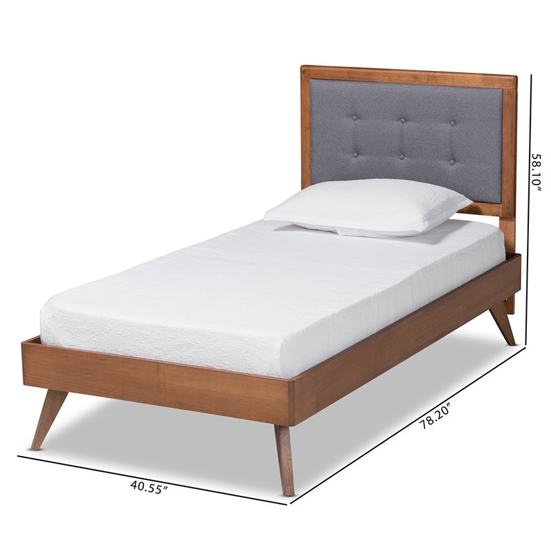 Baxton Studio Alida Dark Grey and Brown Finished Wood Twin Size Platform Bed