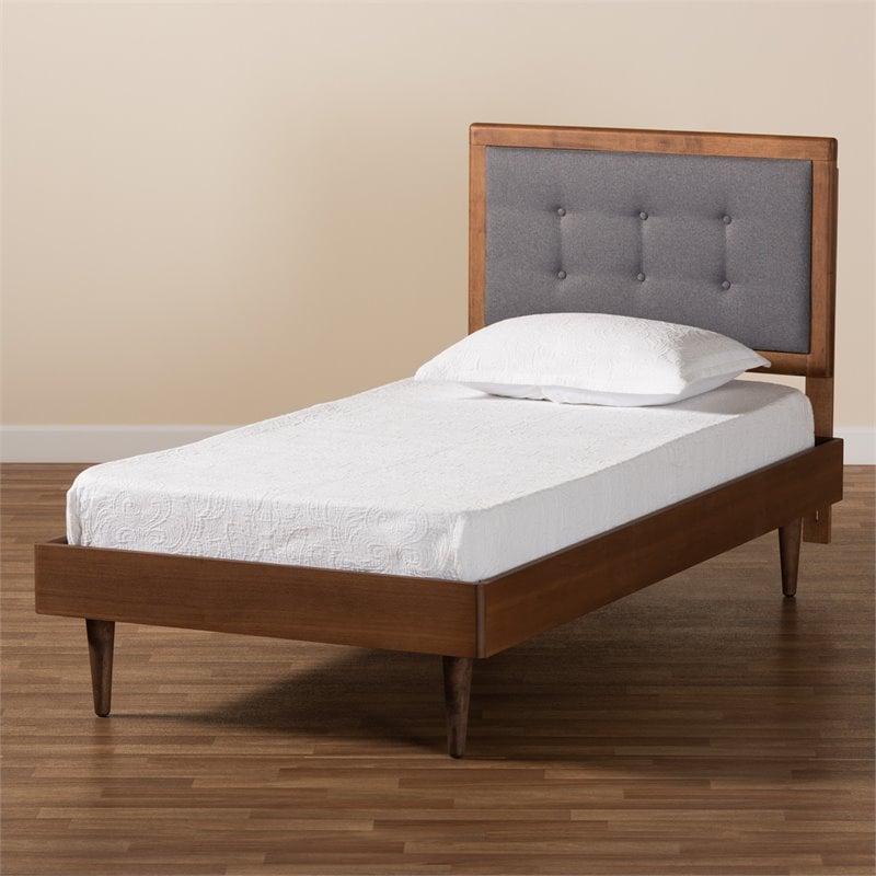 Baxton Studio Greta Dark Grey and Brown Finished Wood Twin Size Platform Bed