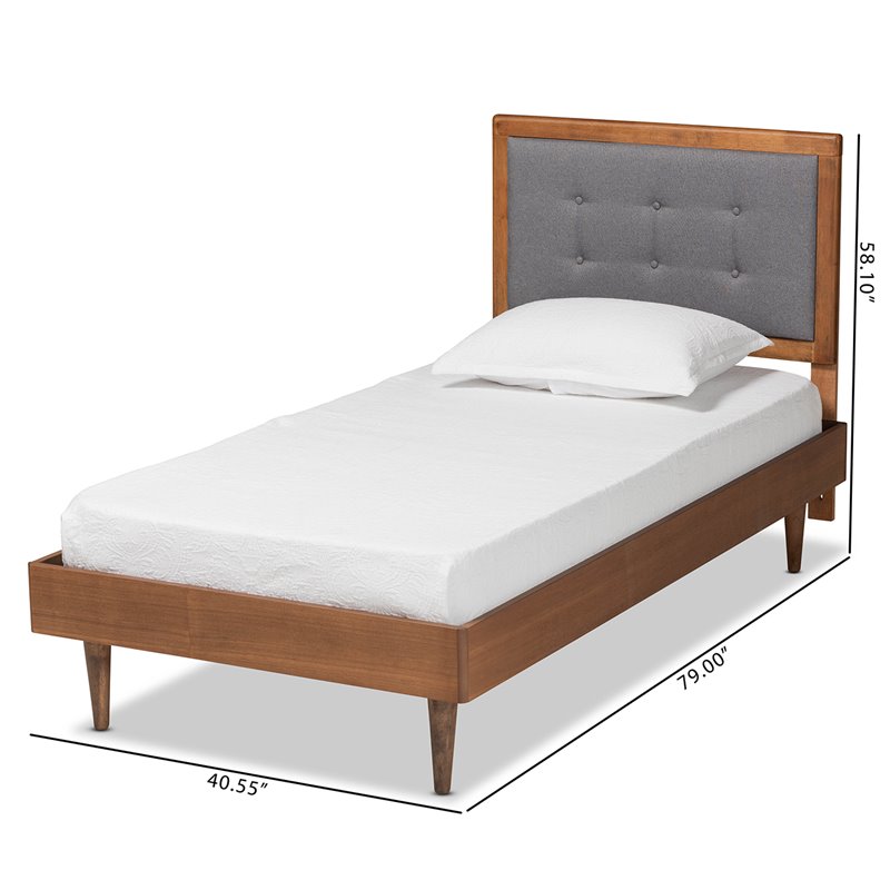 Baxton Studio Greta Dark Grey and Brown Finished Wood Twin Size Platform Bed