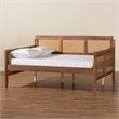 Baxton Studio Toveli Walnut Finished Wood and Synthetic Rattan Full Size Daybed