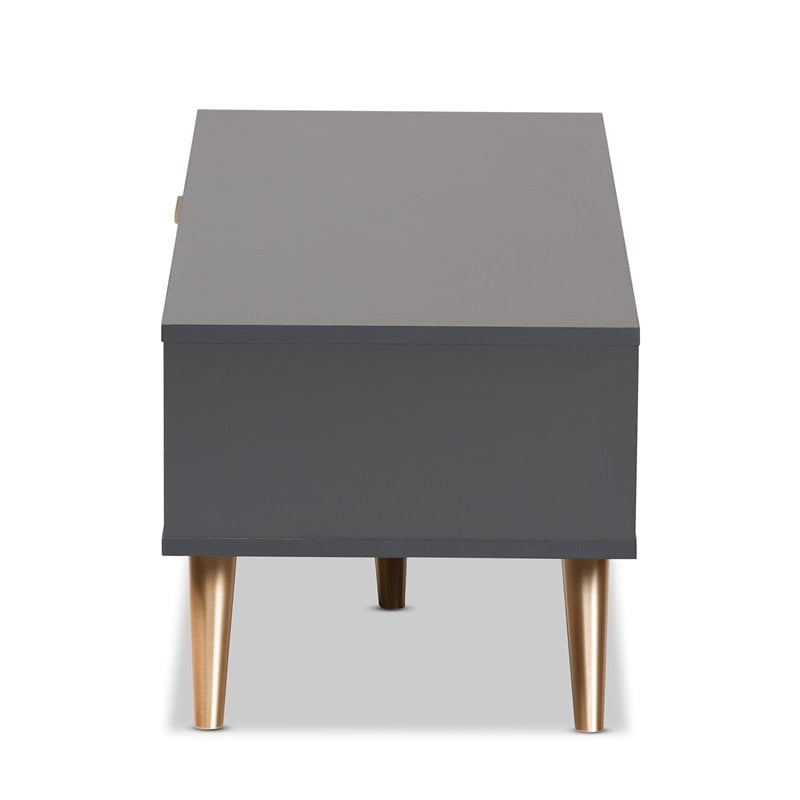 Baxton Studio Kelson Dark Grey and Gold Finished Wood Coffee Table