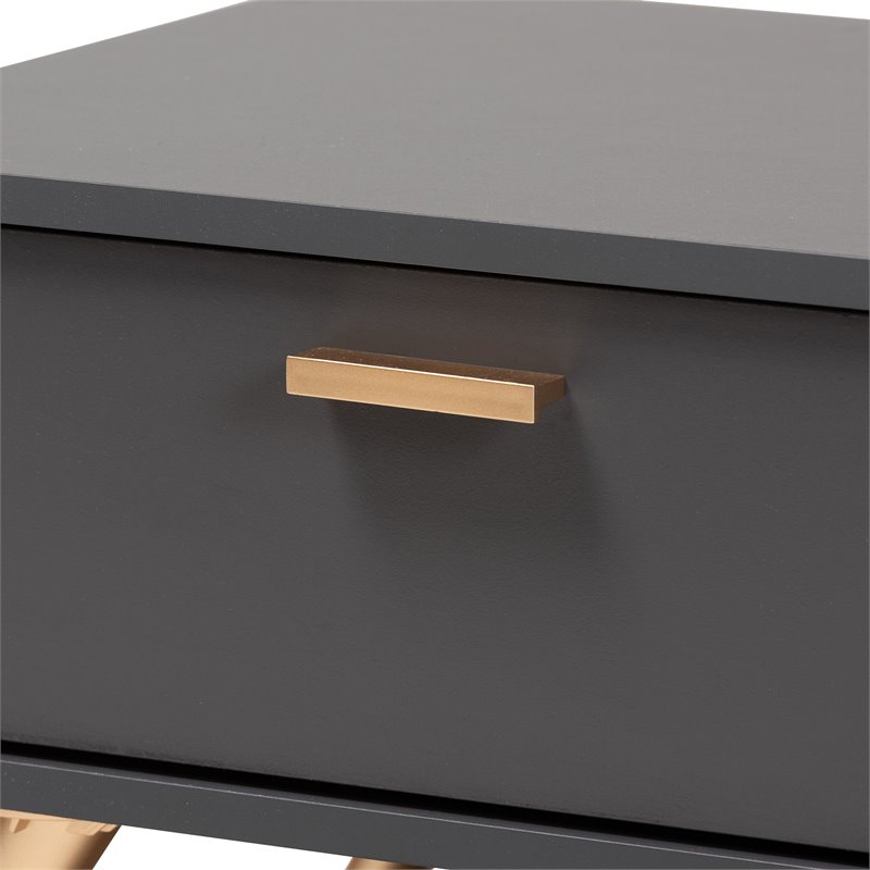 Baxton Studio Kelson Dark Grey and Gold Finished Wood Coffee Table
