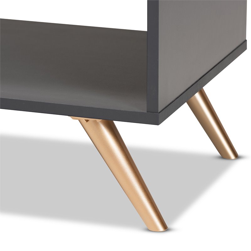 Baxton Studio Kelson Dark Grey and Gold Finished Wood Coffee Table
