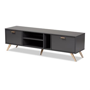 baxton studio kelson dark grey and gold finished wood tv stand