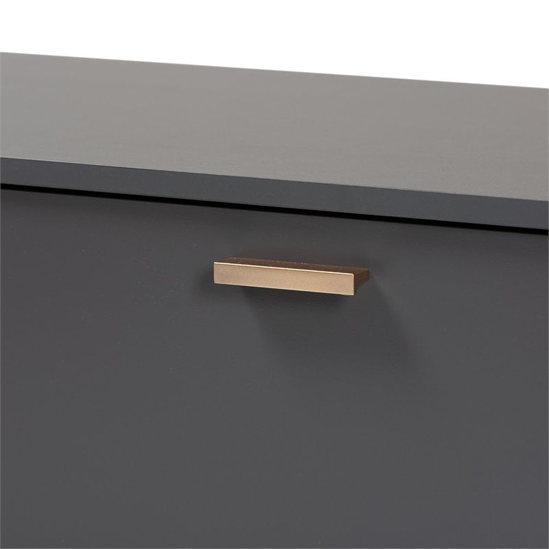 Baxton Studio Kelson Dark Grey and Gold Finished Wood TV Stand