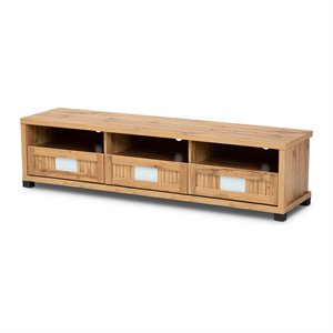 baxton studio gerhardine oak brown finished wood 3-drawer tv stand