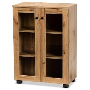 Baxton Studio Mason Engineered Wood 2-Door Storage Cabinet in Oak Brown