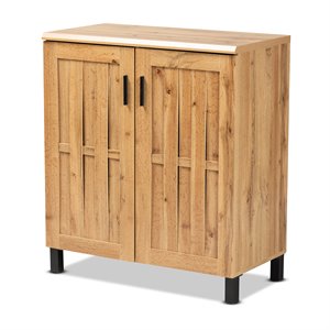 baxton studio excel oak brown finished wood 2-door storage cabinet