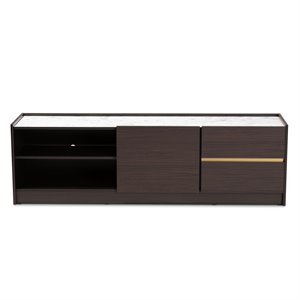 baxton studio walker dark brown and gold finished wood tv stand