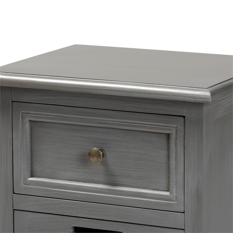 Baxton Studio Sheldon Grey Finished Wood 3-Drawer Nightstand