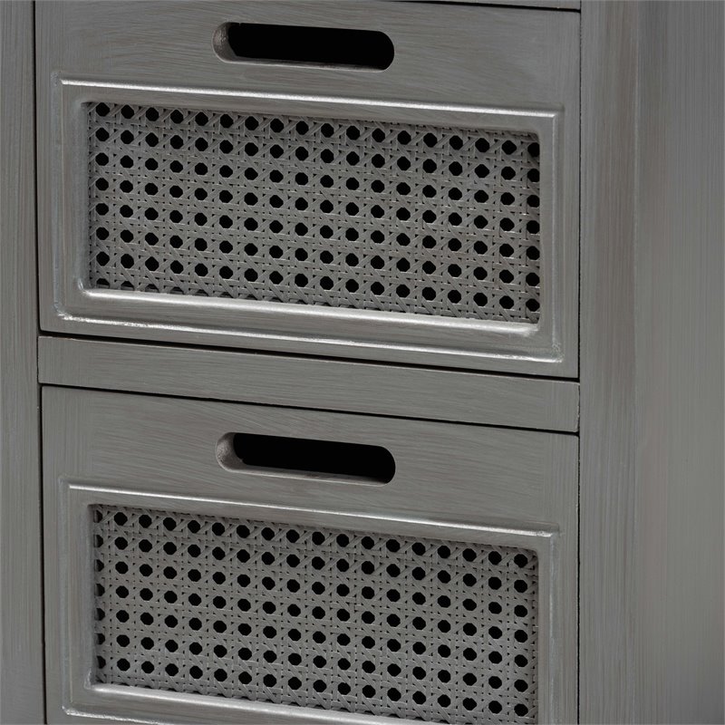 Baxton Studio Sheldon Grey Finished Wood 3-Drawer Nightstand