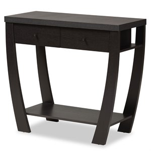 baxton studio capote dark brown finished wood 2-drawer console table