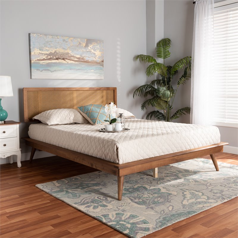 Baxton Studio Nura Walnut Brown Finished Wood and King Size Platform Bed