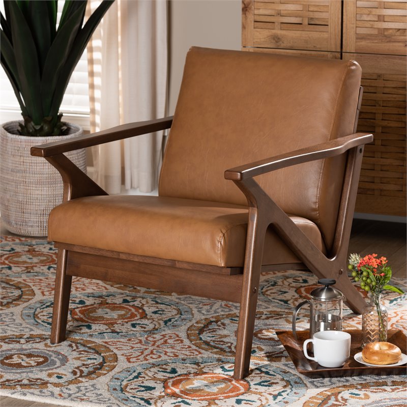 Baxton Studio Bianca Walnut Brown Finished Wood Lounge Chair