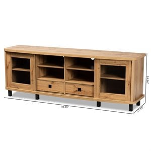 Baxton Studio Walda Oak Brown Finished Wood 2-Drawer TV Stand