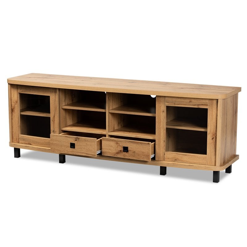 Baxton Studio Walda Oak Brown Finished Wood 2-Drawer TV Stand
