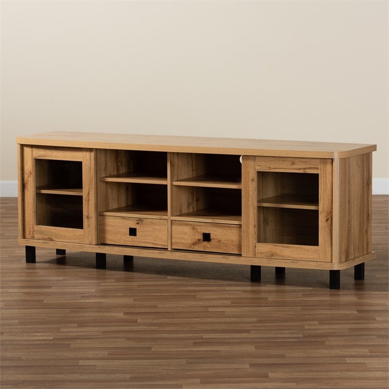Baxton Studio Walda Oak Brown Finished Wood 2-Drawer TV Stand