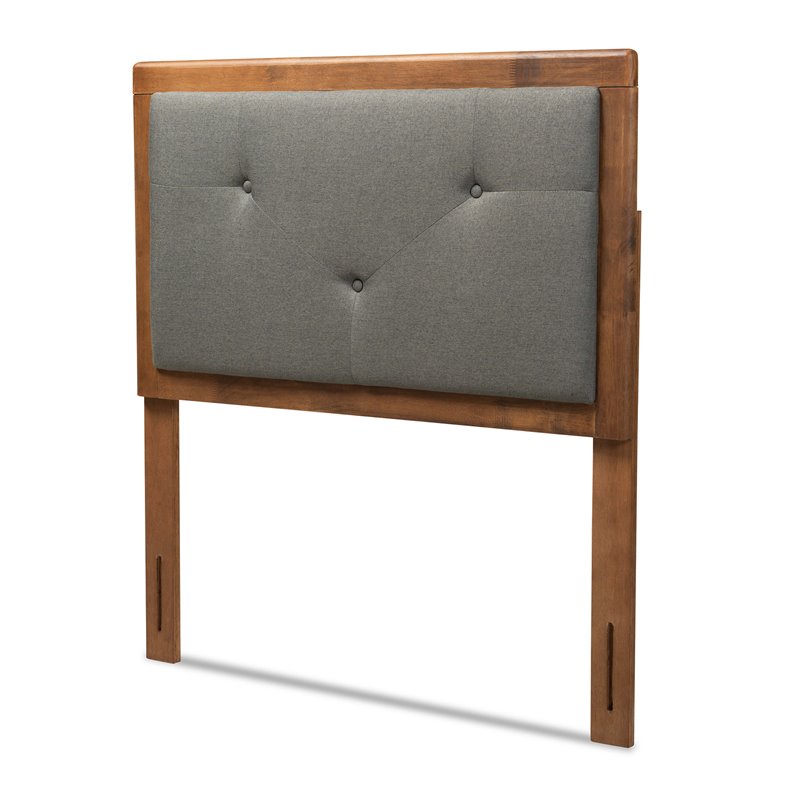 Baxton Studio Abner Dark Grey and Walnut Brown Finished Wood Twin Size Headboard