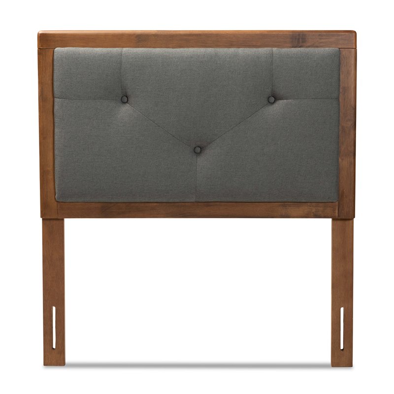 Baxton Studio Abner Dark Grey and Walnut Brown Finished Wood Twin Size Headboard