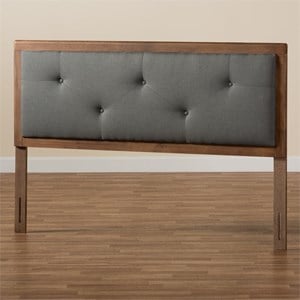 Baxton Studio Abner Dark Gray and Walnut Brown Finished Wood King Size Headboard