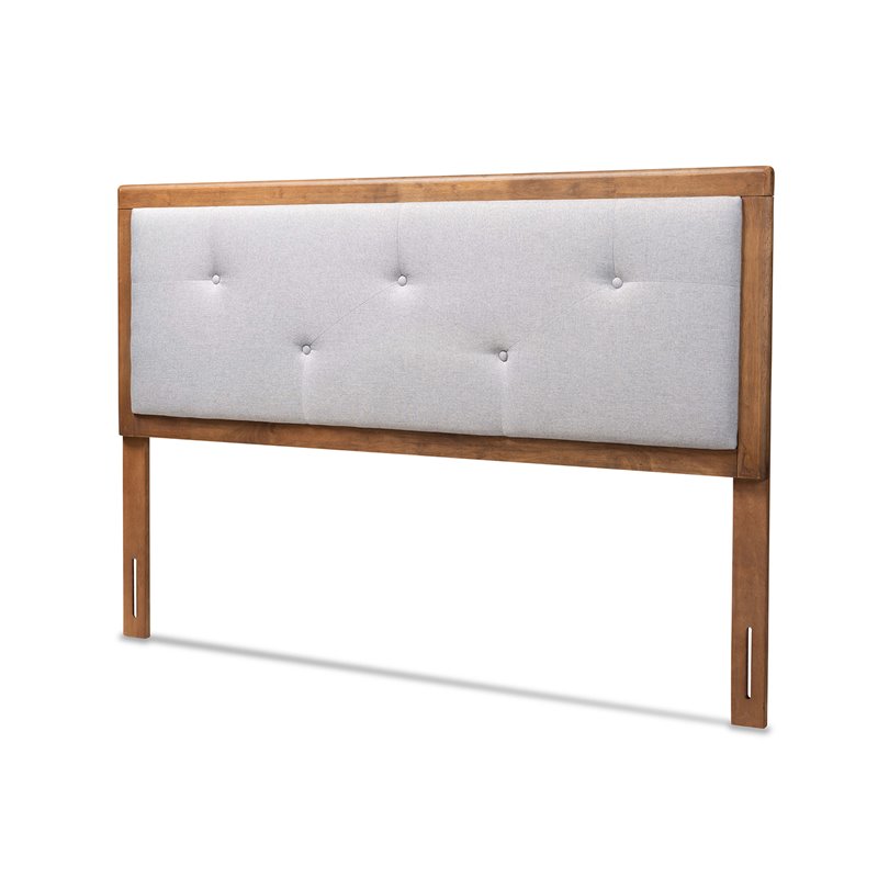 Baxton Studio Abner Light Gray and Brown Finished Wood Queen Size Headboard