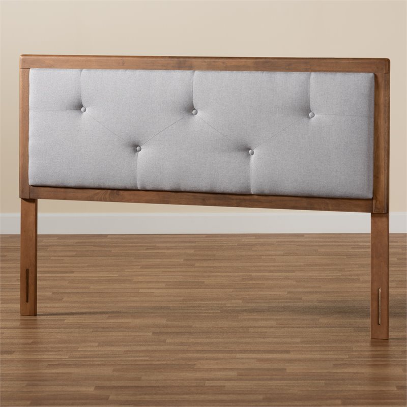 Baxton Studio Abner Light Gray and Brown Finished Wood Queen Size Headboard