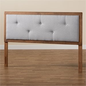 Baxton Studio Abner Light Gray and Brown Finished Wood King Size Headboard