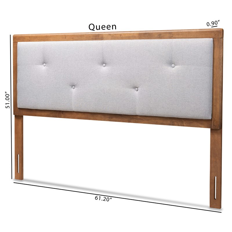 Baxton Studio Abner Light Gray and Brown Finished Wood King Size Headboard