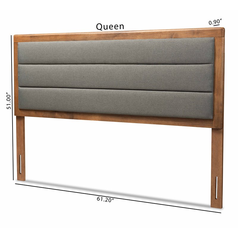 Baxton Studio Dexter Dark Gray and Brown Finished Wood Queen Size Headboard