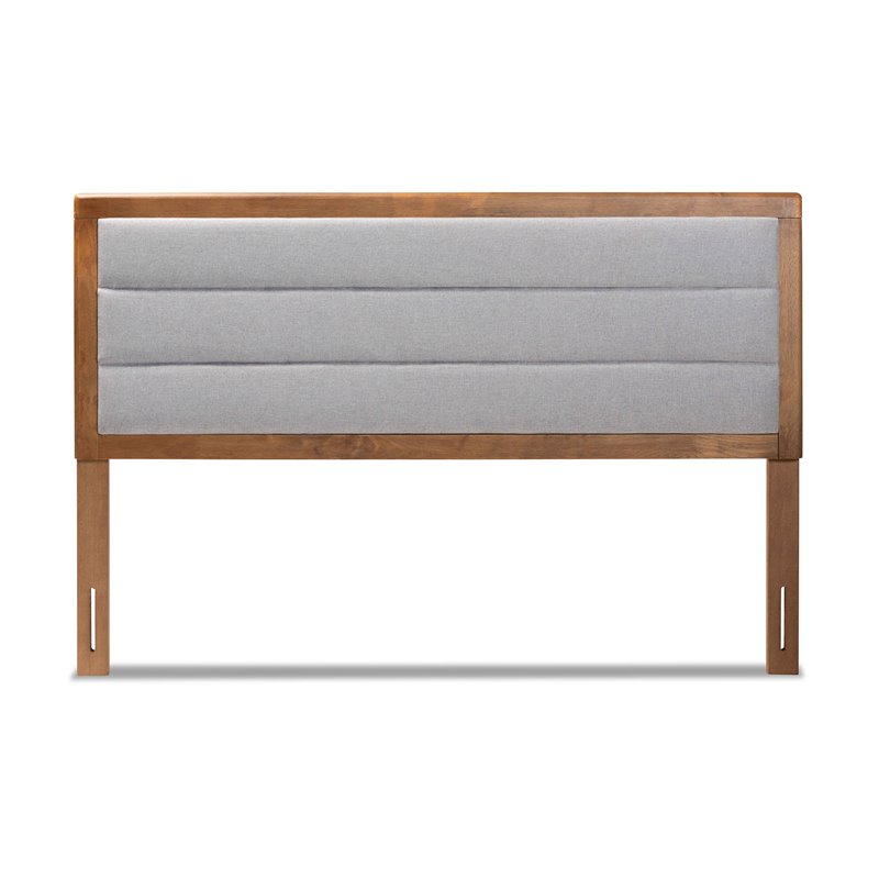Baxton Studio Dexter Light Gray and Brown Finished Wood Queen Size Headboard