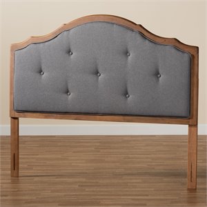 baxton studio gala dark gray and brown finished wood queen size arched headboard