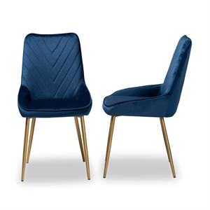 baxton studio priscilla navy blue and gold finished dining chair (set of 2)