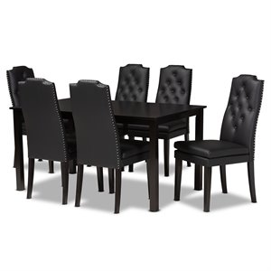 Baxton Studio Dylin Black nd Dark Brown Finished Wood 7-Piece Dining Set
