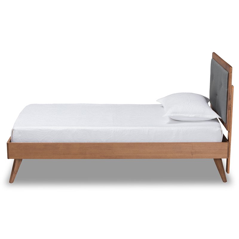 Baxton Studio Laima Dark Grey and Brown Finished Wood Twin Size Platform Bed