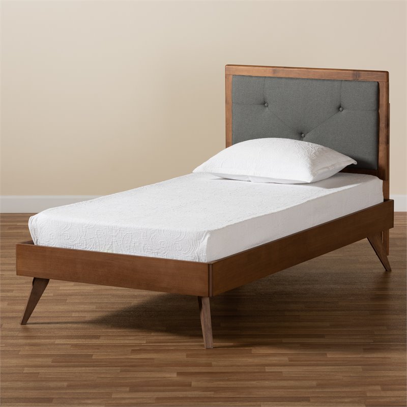 Baxton Studio Laima Dark Grey and Brown Finished Wood Twin Size Platform Bed