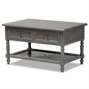 baxton studio sheldon vintage grey finished wood 2-drawer coffee table