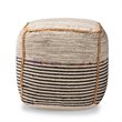 Baxton Studio Arta Bohemian Multi-Colored and Brown Wool Blend Pouf Ottoman