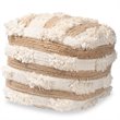 Baxton Studio Basque Natural and Ivory Handwoven Wool Blend Pouf Ottoman