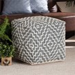 Baxton Studio Benjamin Bohemian Grey and Ivory Cotton Blend Pouf Ottoman