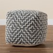 Baxton Studio Benjamin Bohemian Grey and Ivory Cotton Blend Pouf Ottoman