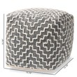 Baxton Studio Benjamin Bohemian Grey and Ivory Cotton Blend Pouf Ottoman