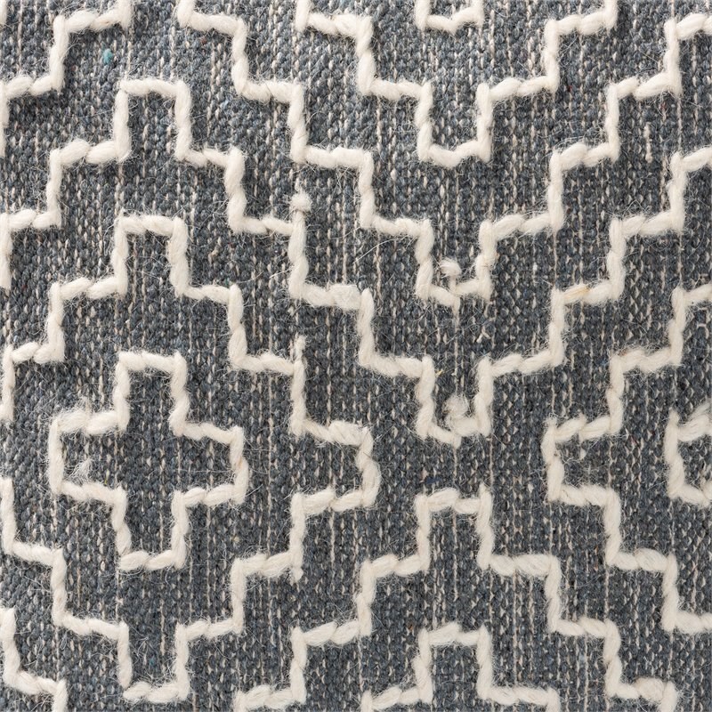 Baxton Studio Benjamin Bohemian Grey and Ivory Cotton Blend Pouf Ottoman