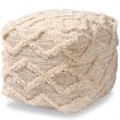 Baxton Studio Carilyn Moroccan Inspired Ivory Handwoven Wool Blend Pouf Ottoman