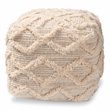 Baxton Studio Carilyn Moroccan Inspired Ivory Handwoven Wool Blend Pouf Ottoman